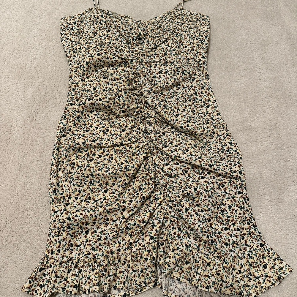 Zara floral ruched dress